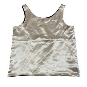 Satin Reversible Cropped Boxy Tank Top Women's Medium Champagne Gold Red Black